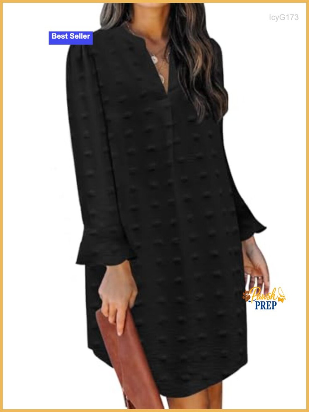 Women's Fall Long Sleeve Shift Midi Dress V-Neck Loose Flowy Tunic